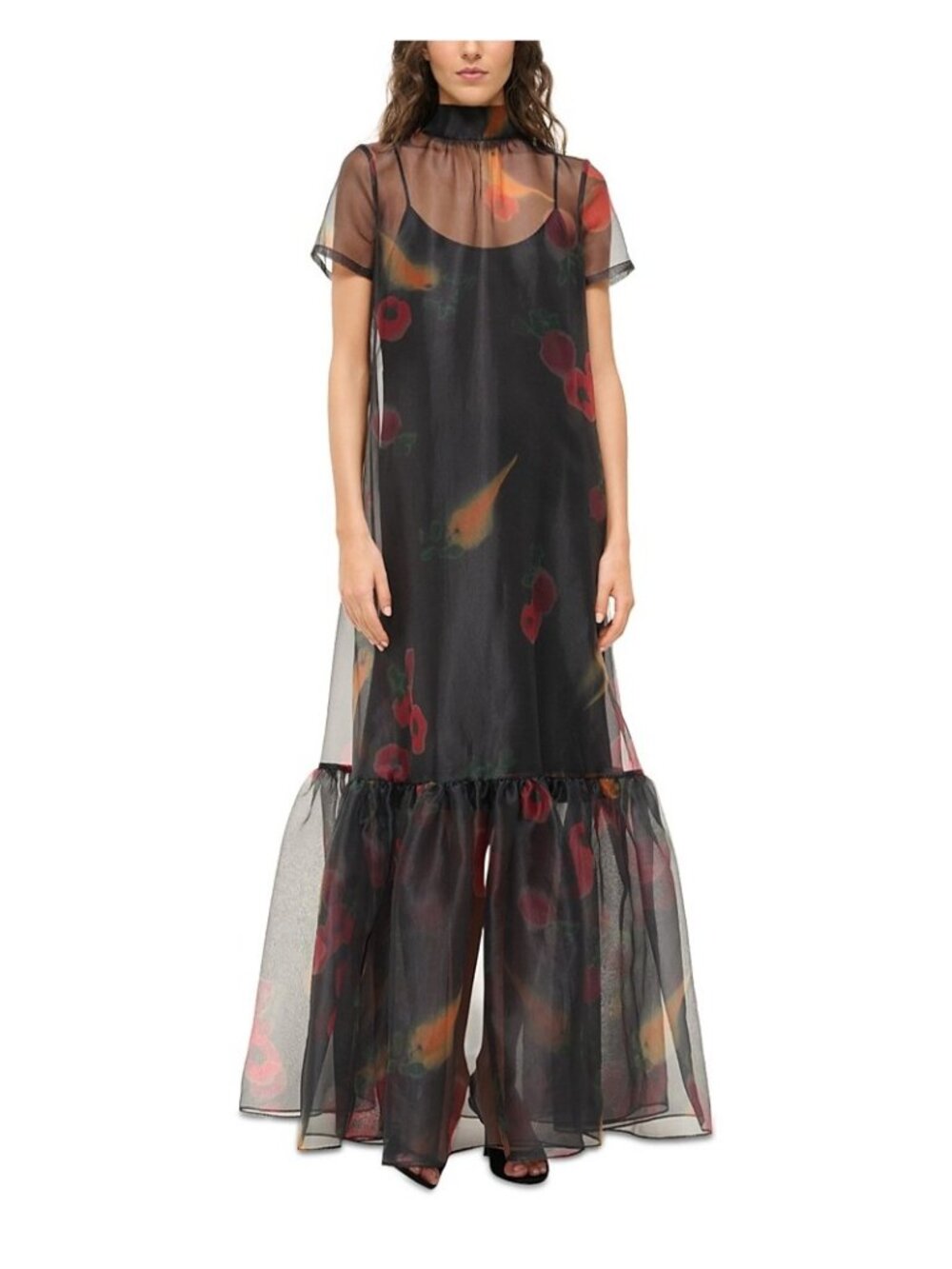 NWT STAUD Calluna Floral Organza High Neck Gown Small MSRP $495